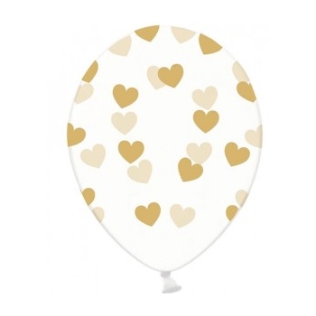 Balon lateksowy mleczny w serca złote