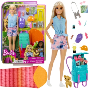 Lalka Barbie Malibu Camping podróżniczka+akcesoria