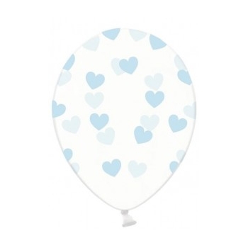 Balon lateksowy mleczny w serca niebieskie